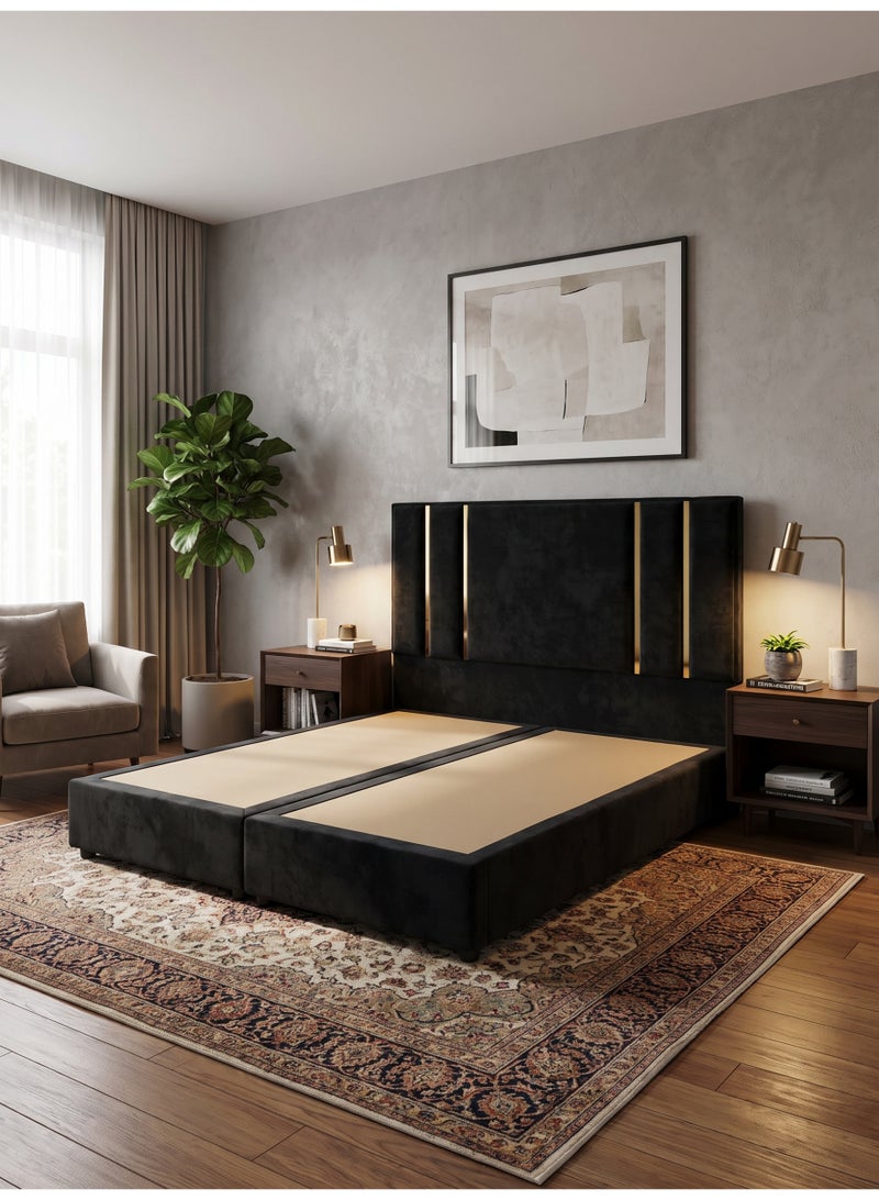 دانفورد بد سرير مودرن مخمل أسود 200×200 سم | سرير ملكي بتصميم فاخر لغرفة نوم عصرية - Image 5