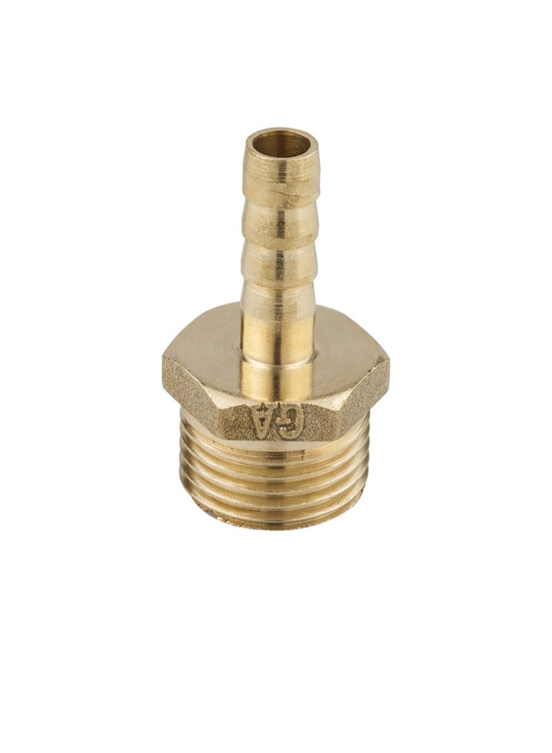 GA Brass Male Hose Nipple,  1/4inch *8mm ,BSPT External Thread,  Hose Nozzle, Copper heavy duty  copper  Style Fitting - Image 1