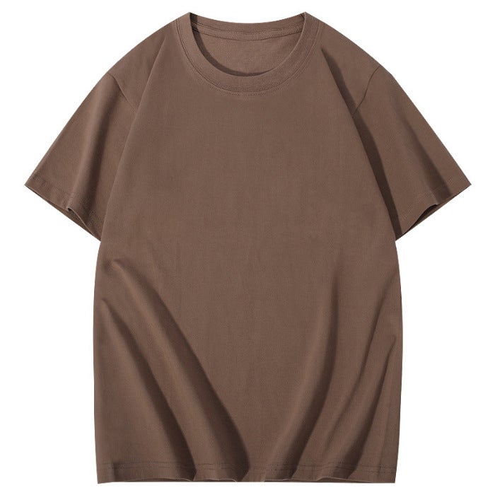 Heavy Cotton T-shirt Short-sleeved T-shirt Logo Printing Advertising Shirt Embryonic Shirt Work Clothes Round Neck T-shirt Customization Deep Coffee