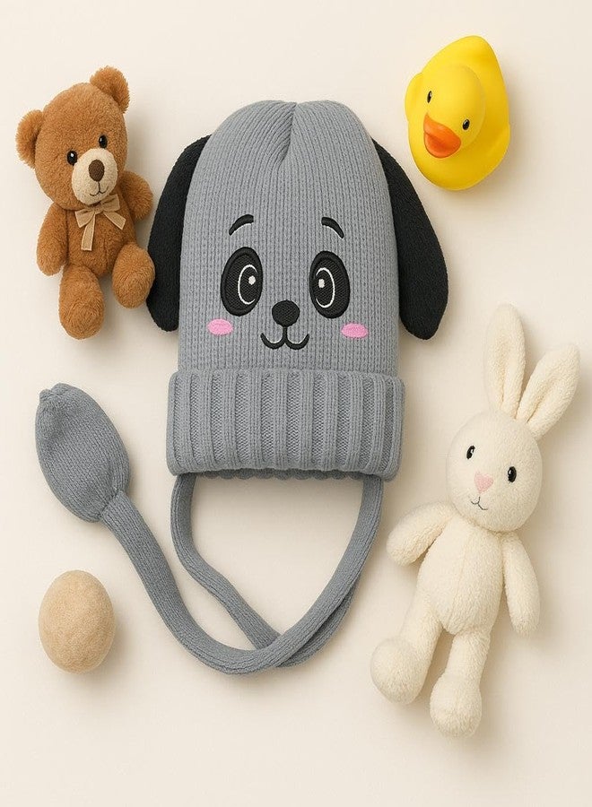 FAMWRAPZ Baby Boys Girls Winter Caps Unisex Knitted Toddler Kids Soft Headwear Woollen Caps Accessory (9-10 Years, Grey) - Image 4