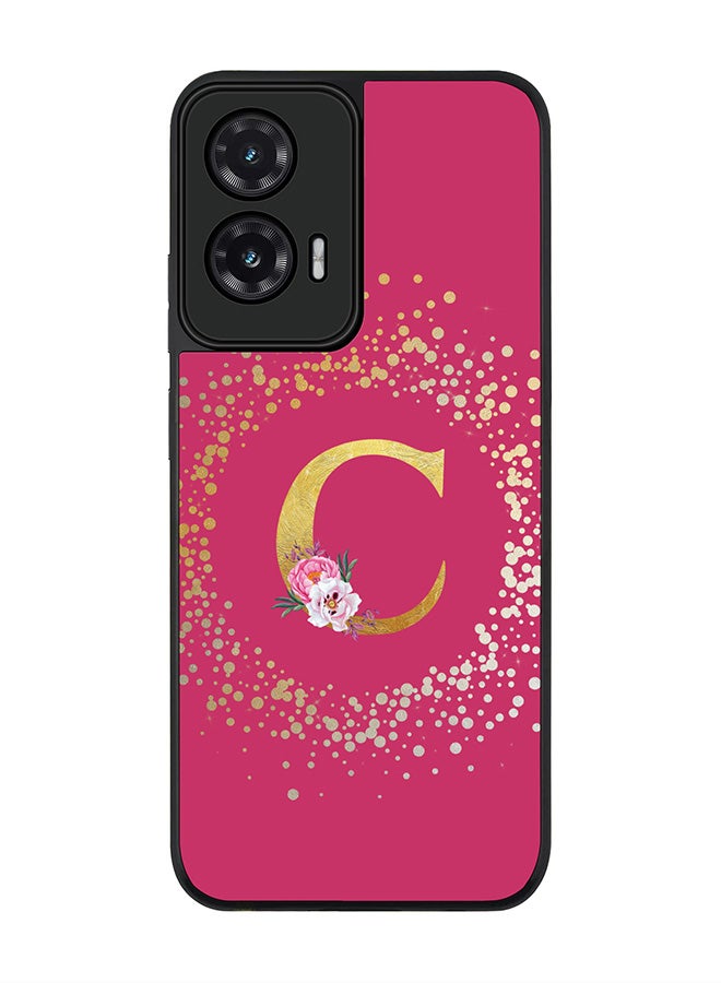 Stylizedd For Motorola Moto G35 Case,Slim fit Camera Protection, Shockproof Thin Phone cover  - Custom Monogram Floral - C ( Deep Pink )