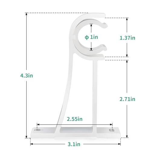 KOLAKO Curtain Rod Holders Heavy Duty 1 Inch Curtain Rods Bracket 20 Pack White Drapery Rods Hooks Hangers for Wall Single Decorative Rod Brackets for 1 Inch Drape Poles - Image 3