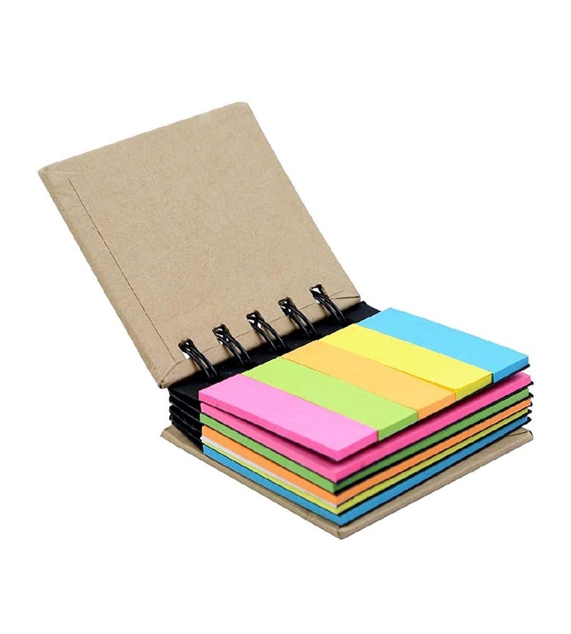 E Shopping® pocket size spiral sticky note pad with neon colors sticky notes of different sizes in one pad - Image 1