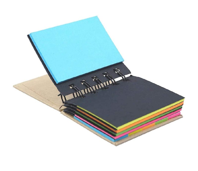 E Shopping® pocket size spiral sticky note pad with neon colors sticky notes of different sizes in one pad - Image 4