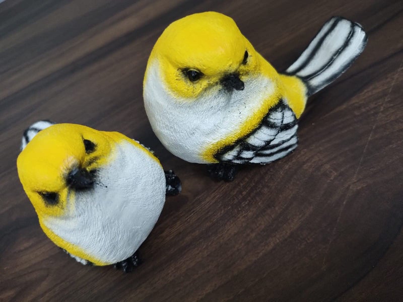 The Decorshed Polyresin Yellow Birds For Bonsai Tray Decoration, Small Bird Figure, Kids Room Decoration, Birds Ideal For Home Decor, Garden Decor, 10 cm , 15 cm - Image 1