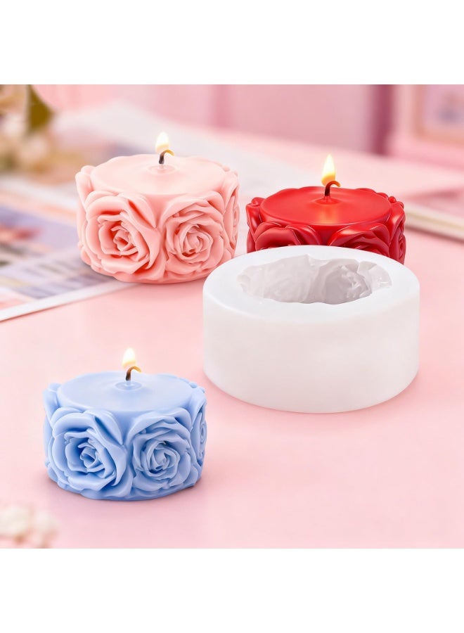 Rose Flower Column Silicone Candle Mold, Cylinder Resin Casting Mold for DIY Candle Making Polymer Clay Crafts Valentine Mother's Day - Image 5