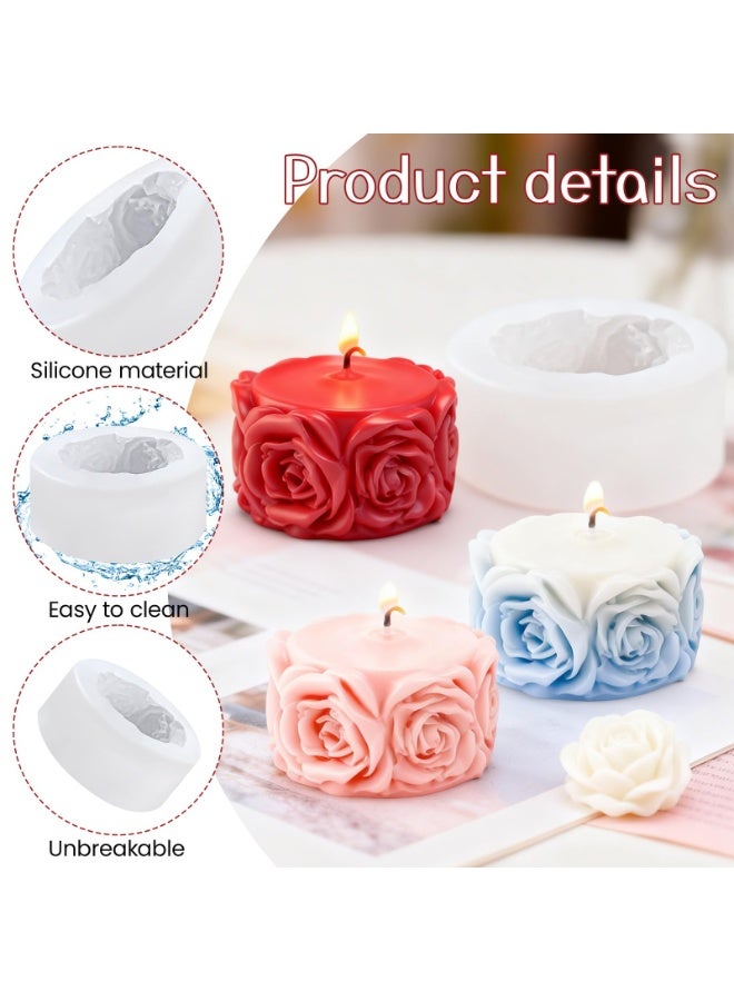 Rose Flower Column Silicone Candle Mold, Cylinder Resin Casting Mold for DIY Candle Making Polymer Clay Crafts Valentine Mother's Day - Image 4
