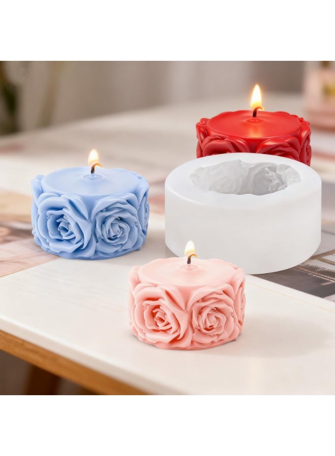 Rose Flower Column Silicone Candle Mold, Cylinder Resin Casting Mold for DIY Candle Making Polymer Clay Crafts Valentine Mother's Day - Image 3