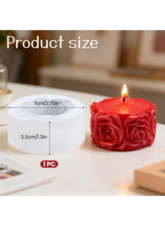 Rose Flower Column Silicone Candle Mold, Cylinder Resin Casting Mold for DIY Candle Making Polymer Clay Crafts Valentine Mother's Day - Image 2