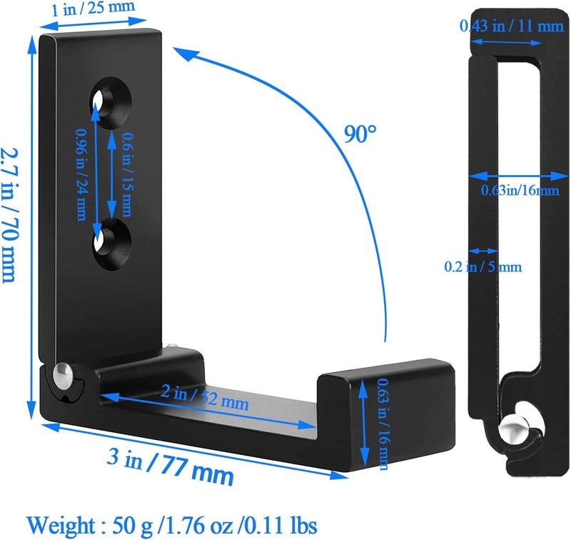 OHIYO 2Pcs Foldable Hooks Wall Mounted Folding Wall Hooks or Coat, Scarf, Bag, Towel, Key,Hat Black - Image 2