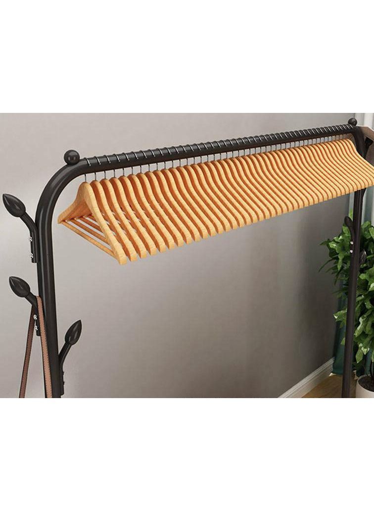 حامل ملابس أرضي بسيط بعمود واحد للتجفيف الداخلي وتخزين الملابس - أسود - Image 4