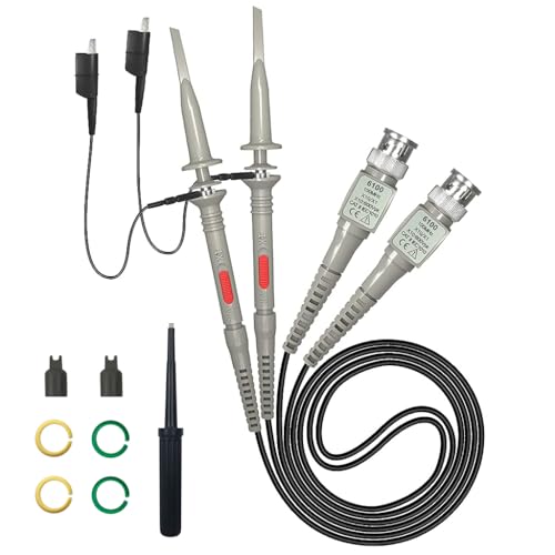 Serplex® P6100 Oscilloscope Clip-On Probe Oscilloscope Kit 100 MHz 600V DC High Sensitivity Oscilloscope Clip-On Probe w/Accessory Kit 1X 10X, DSO-TC2/DSO-TC3 Compatible (2 Pack) - Image 1