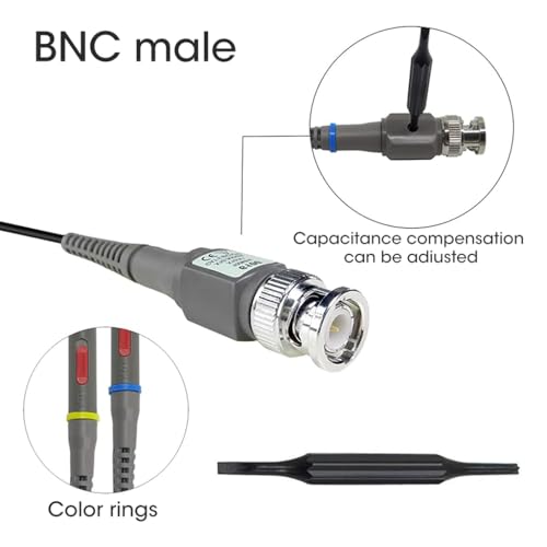 Serplex® P6100 Oscilloscope Clip-On Probe Oscilloscope Kit 100 MHz 600V DC High Sensitivity Oscilloscope Clip-On Probe w/Accessory Kit 1X 10X, DSO-TC2/DSO-TC3 Compatible (2 Pack) - Image 4