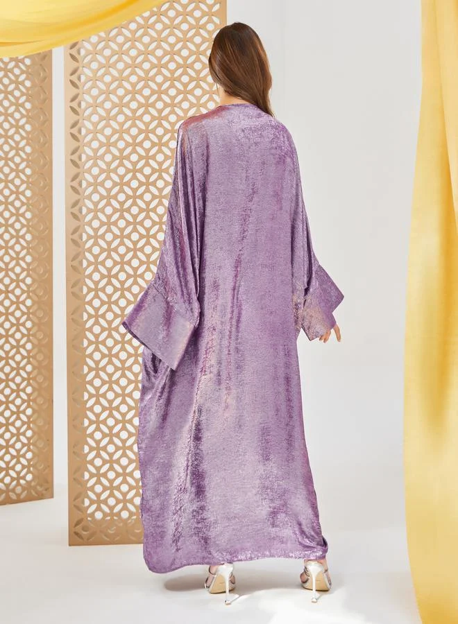 Styli Shimmer Design Abaya and Slip Dress Modest Set