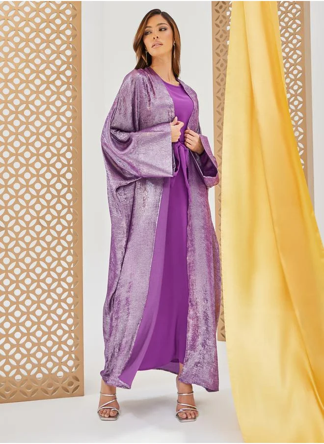 ستايلي Shimmer Design Abaya and Slip Dress Modest Set