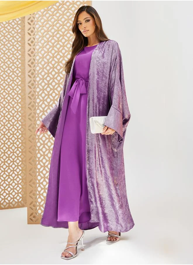 ستايلي Shimmer Design Abaya and Slip Dress Modest Set
