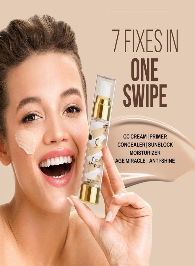 Colors Queen 7 in 1 Total Repair Liquid Foundation | Full Coverage, Oil Free Foundation Comes with Primer, Concealer, Moisturizer, CC Cream for Smooth and Radiant Skin | For Face Makeup (02 - Beige, 50g) - Image 2