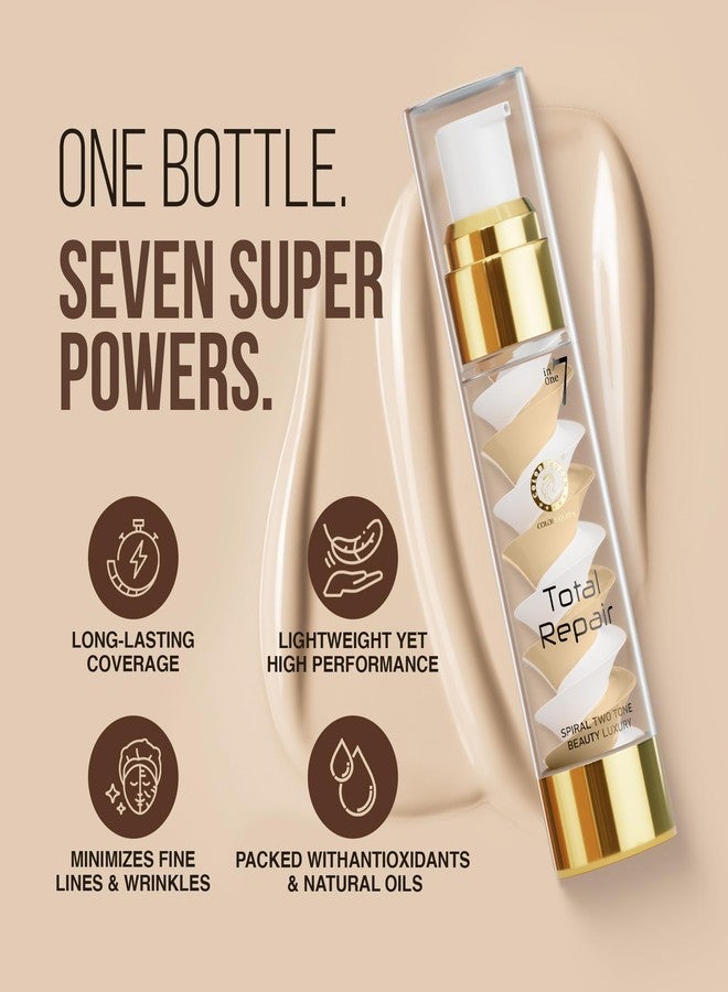 Colors Queen 7 in 1 Total Repair Liquid Foundation | Full Coverage, Oil Free Foundation Comes with Primer, Concealer, Moisturizer, CC Cream for Smooth and Radiant Skin | For Face Makeup (02 - Beige, 50g) - Image 3