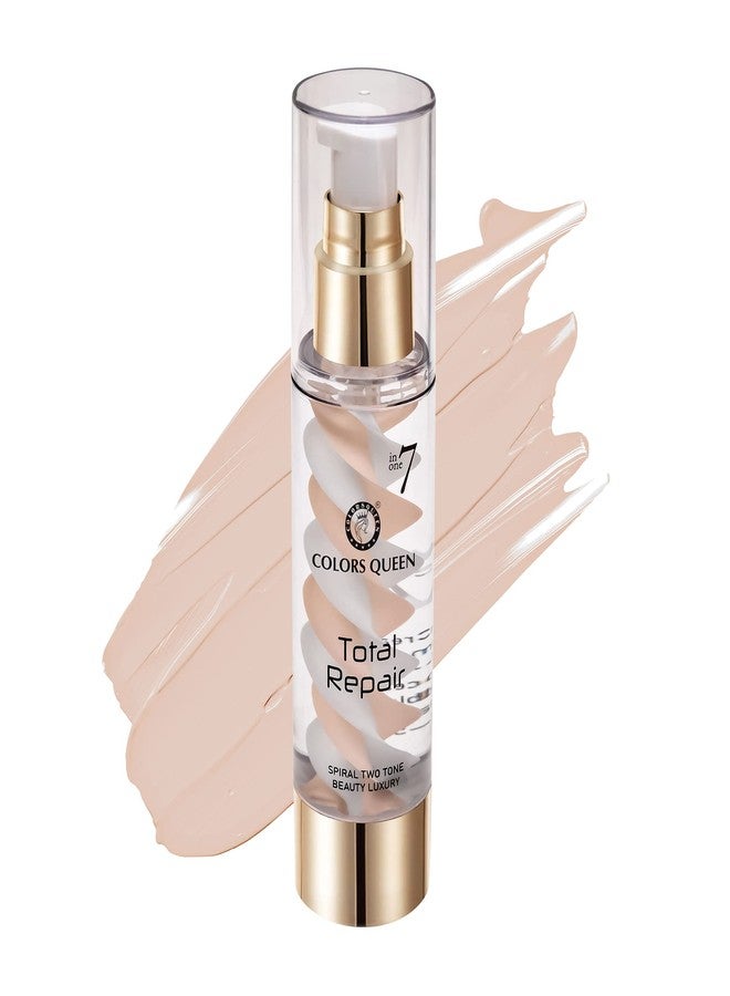 Colors Queen 7 in 1 Total Repair Liquid Foundation | Full Coverage, Oil Free Foundation Comes with Primer, Concealer, Moisturizer, CC Cream for Smooth and Radiant Skin | For Face Makeup (02 - Beige, 50g) - Image 1