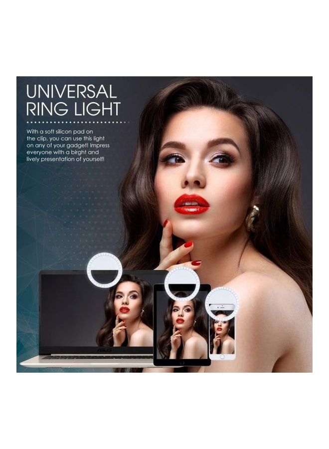 اليشمك حلقة إضاءة محمولة قابلة لإعادة الشحن لالتقاط صور السيلفي مع 36 مصباح LED و3 أوضاع للسطوع. هذا المصباح الحلقي مثالي للغاية أبيض - Image 4
