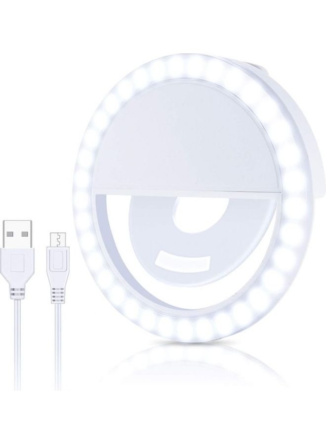 اليشمك حلقة إضاءة محمولة قابلة لإعادة الشحن لالتقاط صور السيلفي مع 36 مصباح LED و3 أوضاع للسطوع. هذا المصباح الحلقي مثالي للغاية أبيض - Image 1