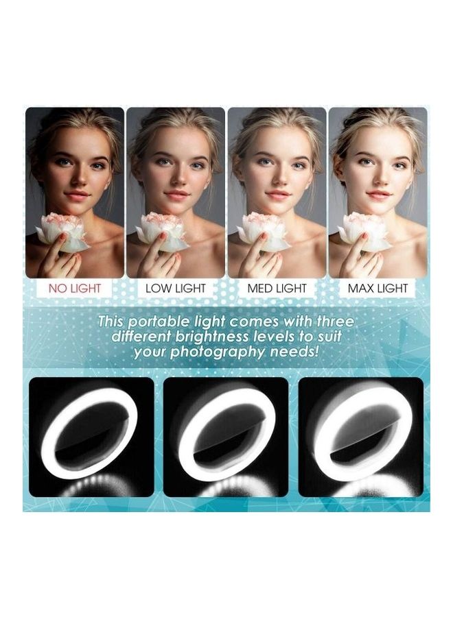 اليشمك حلقة إضاءة محمولة قابلة لإعادة الشحن لالتقاط صور السيلفي مع 36 مصباح LED و3 أوضاع للسطوع. هذا المصباح الحلقي مثالي للغاية أبيض - Image 5