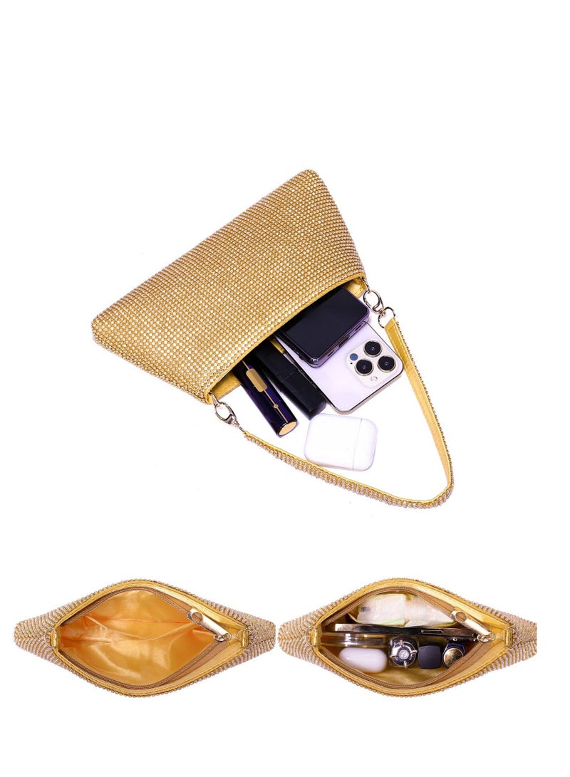 Zikra Rhinestone Clutch Purses for Women Bling Evening Bag Evening Handbag Purse Sparkly Rhinestone Purses Diamante Clutch Bag For Party Bridal Night Bag Gold - Image 5