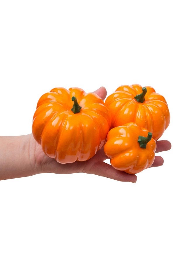 Ogrmar 12 Pack Artificial Assorted Pumpkins, Mini Fake Pumpkins Artificial Vegetables for Halloween,Harvest Thanksgiving Party Decor(Orange) - Image 5