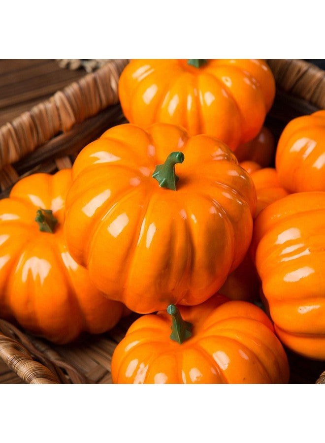 Ogrmar 12 Pack Artificial Assorted Pumpkins, Mini Fake Pumpkins Artificial Vegetables for Halloween,Harvest Thanksgiving Party Decor(Orange) - Image 3