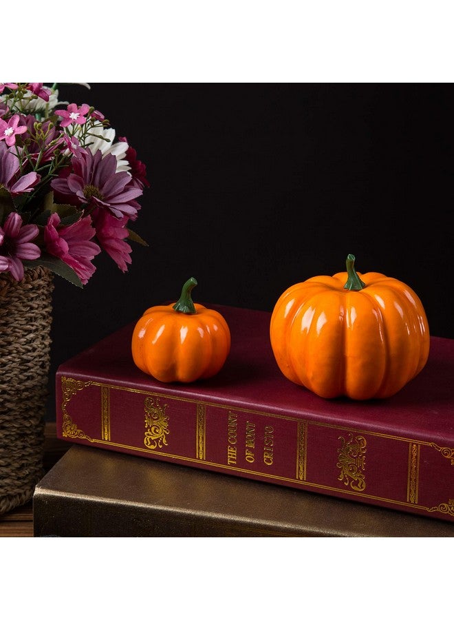 Ogrmar 12 Pack Artificial Assorted Pumpkins, Mini Fake Pumpkins Artificial Vegetables for Halloween,Harvest Thanksgiving Party Decor(Orange) - Image 4