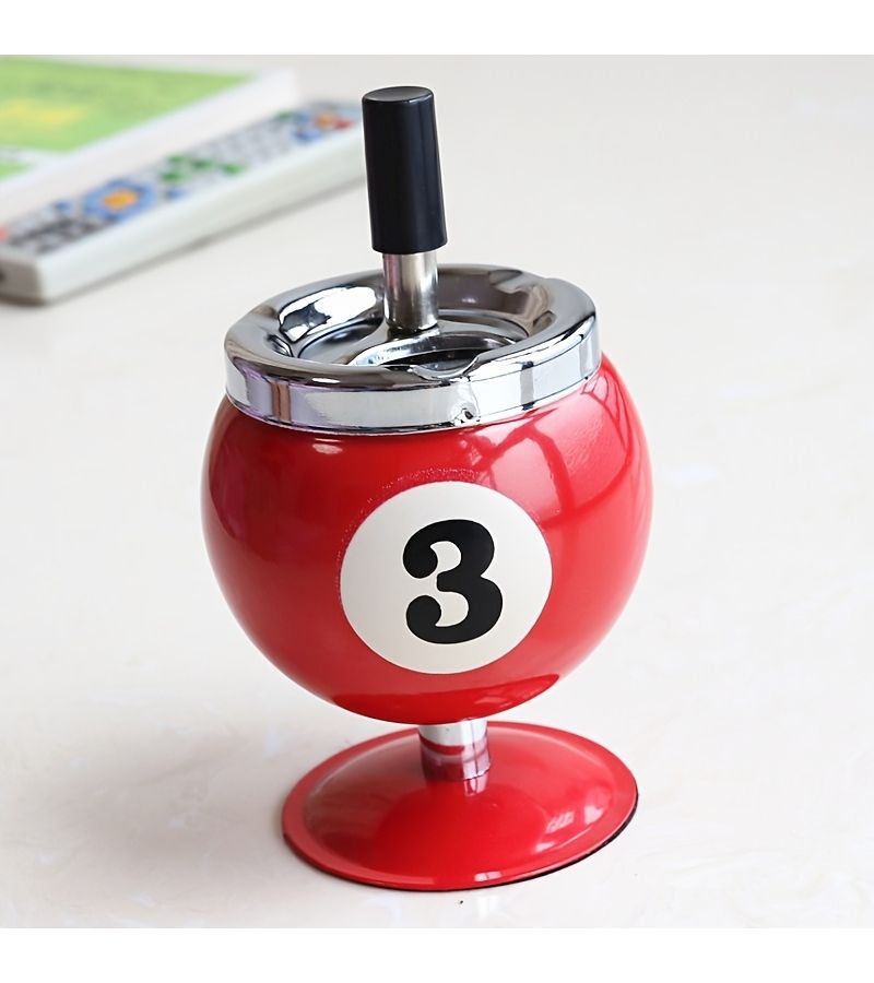 Creative Billiard With Yellow Lid Dustproof Decorative Ashtray For Office - Image 5