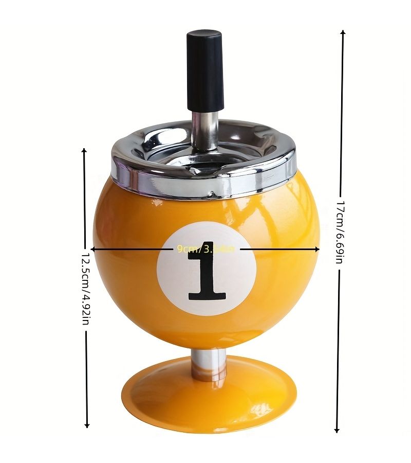 Creative Billiard With Yellow Lid Dustproof Decorative Ashtray For Office - Image 3