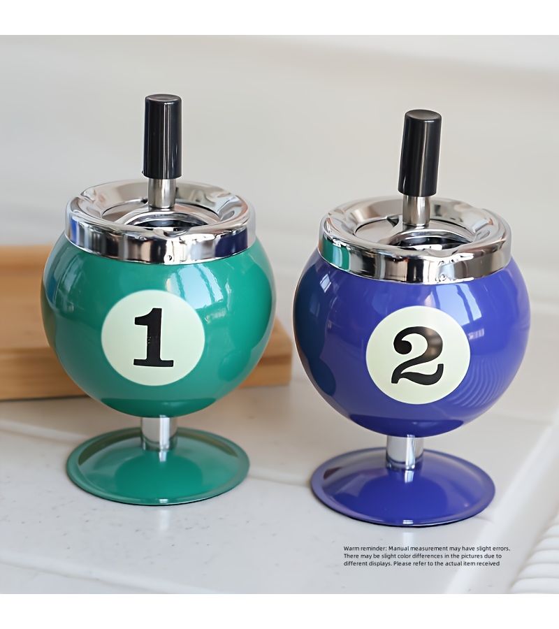 Creative Billiard With Yellow Lid Dustproof Decorative Ashtray For Office - Image 2