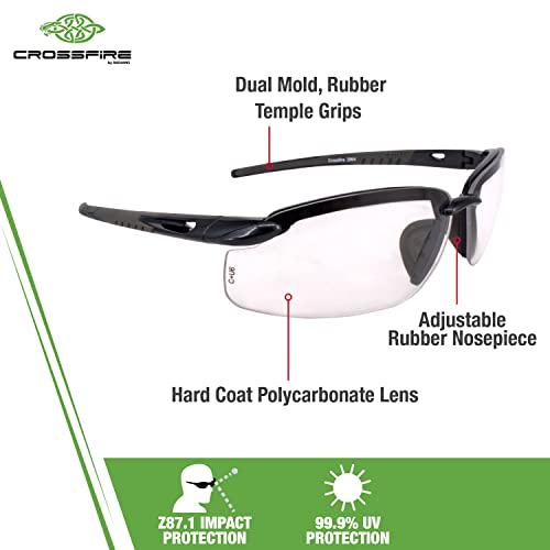 Crossfire نظارات السلامة كروس فاير 2964، عدسة شفافة/إطار رمادي لؤلؤي، مقاس واحد - Image 2