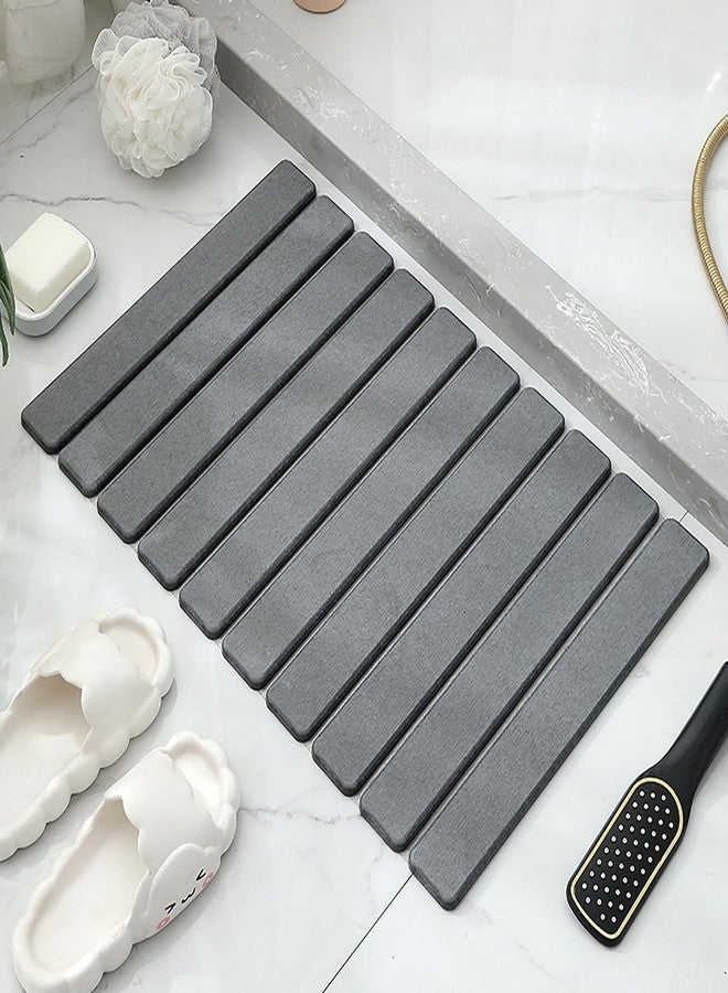 Bath Rug Mat,Diatomaceous Earth Mats,Foldable Stone Bath Rug,23.6 x 15.5 Inch Super Absorbent Quick Drying Diatomaceous Earth Mat for Bathroom,Easy to Store,Easy to Clean (Light Gray 1PCK) - Image 5