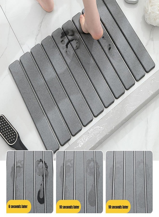 Bath Rug Mat,Diatomaceous Earth Mats,Foldable Stone Bath Rug,23.6 x 15.5 Inch Super Absorbent Quick Drying Diatomaceous Earth Mat for Bathroom,Easy to Store,Easy to Clean (Light Gray 1PCK) - Image 3