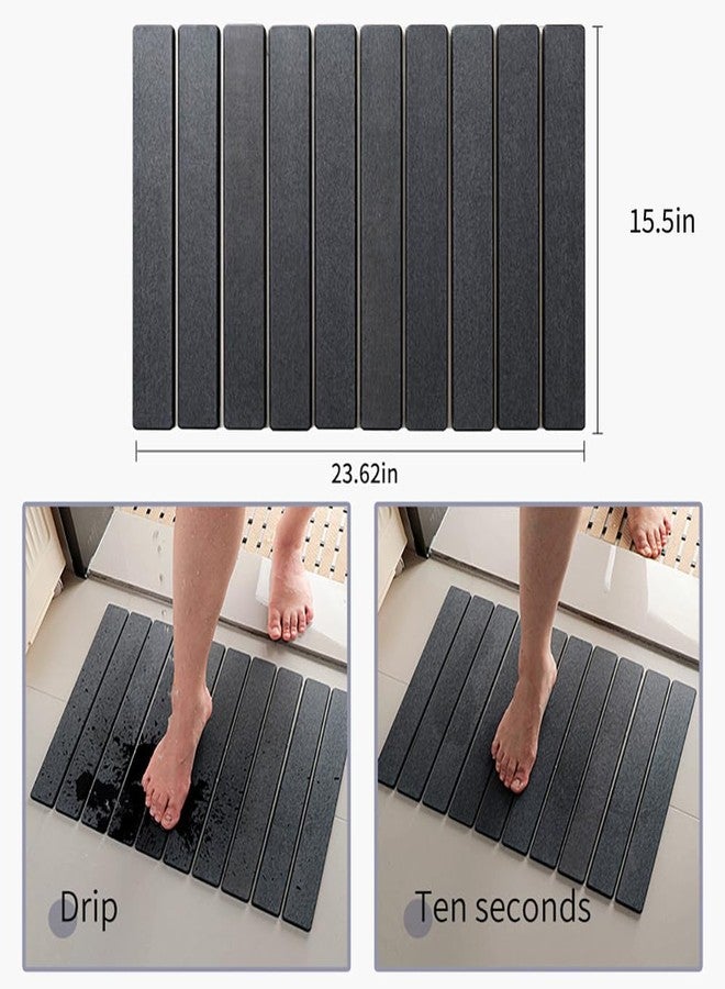 Bath Rug Mat,Diatomaceous Earth Mats,Foldable Stone Bath Rug,23.6 x 15.5 Inch Super Absorbent Quick Drying Diatomaceous Earth Mat for Bathroom,Easy to Store,Easy to Clean (Light Gray 1PCK) - Image 4