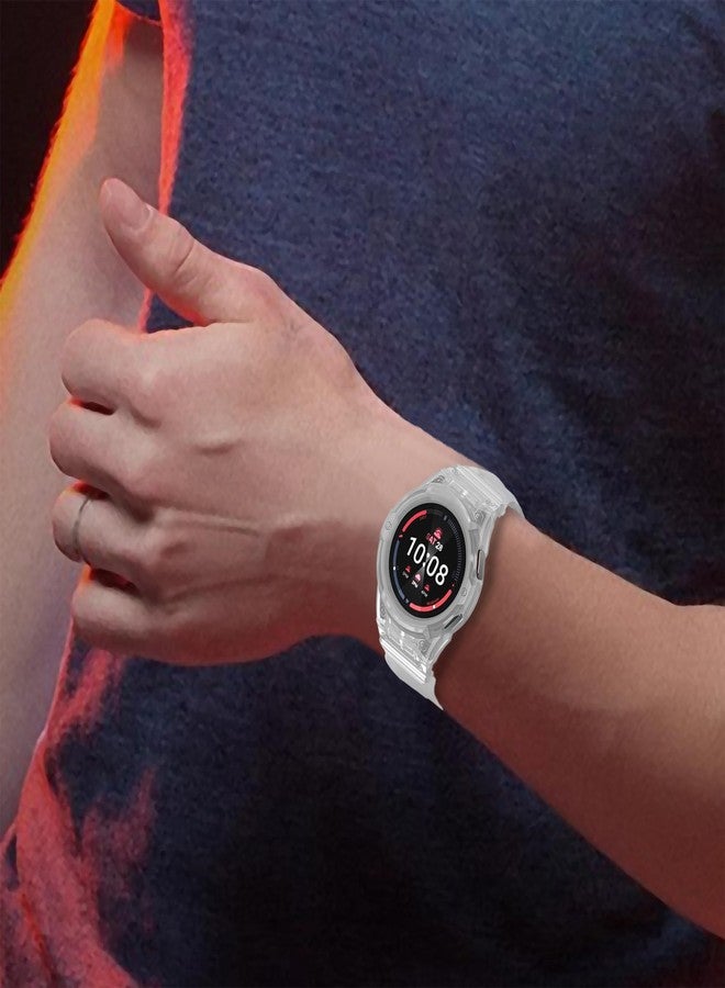 متوافق مع ساعات سامسونج جالاكسي 7 و6 و5 و4 مقاس 44 مم و40 مم، سوار معصم مقاوم للصدمات، متين، قوي، غطاء حماية مع سوار ساعة بديل من السيليكون، مقاوم للسقوط للرجال والنساء (شفاف، 44 مم) - Image 2