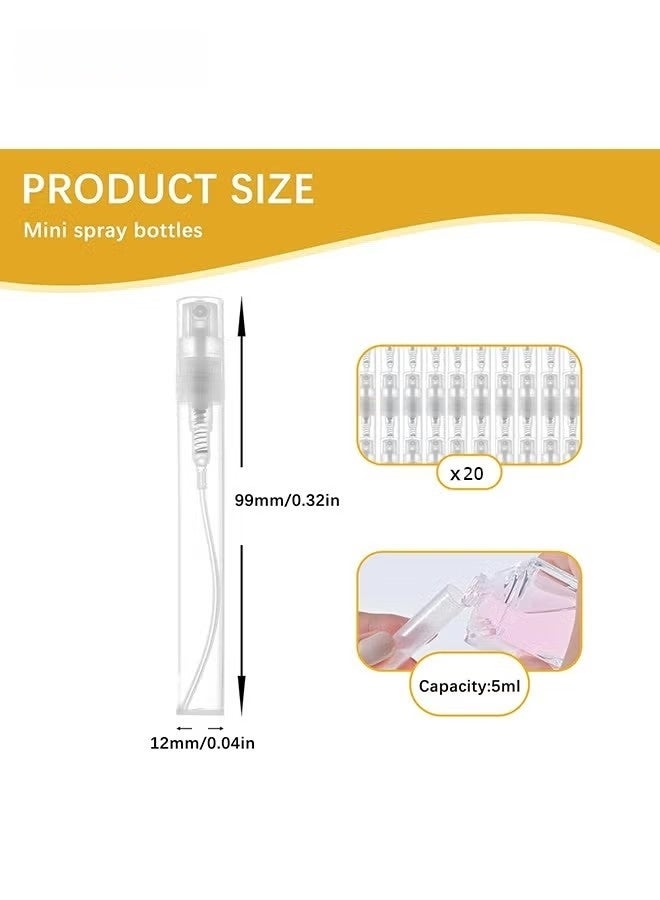 Mini Spray Bottle - 20 Pack 5ml Mini Plastic Spray Bottle Empty - Fine Mist Refillable Mini Perfume Bottle - Perfume Atomizer - Small Sample Containers - Plastic Portable Travel Bottle - Clear - Image 2