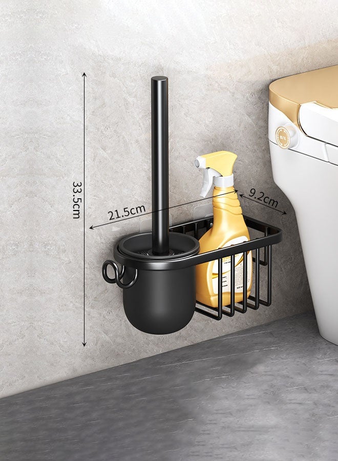 Hanayo مجموعة واحدة من فرشاة المرحاض مثبتة على الحائط بمقبض طويل فرشاة الحمام مع حامل فرشاة مرنة تصل إلى كل زاوية فرشاة تنظيف الحمام مستلزمات تنظيف الفنادق ملحقات الحمام (أسود) - Image 2