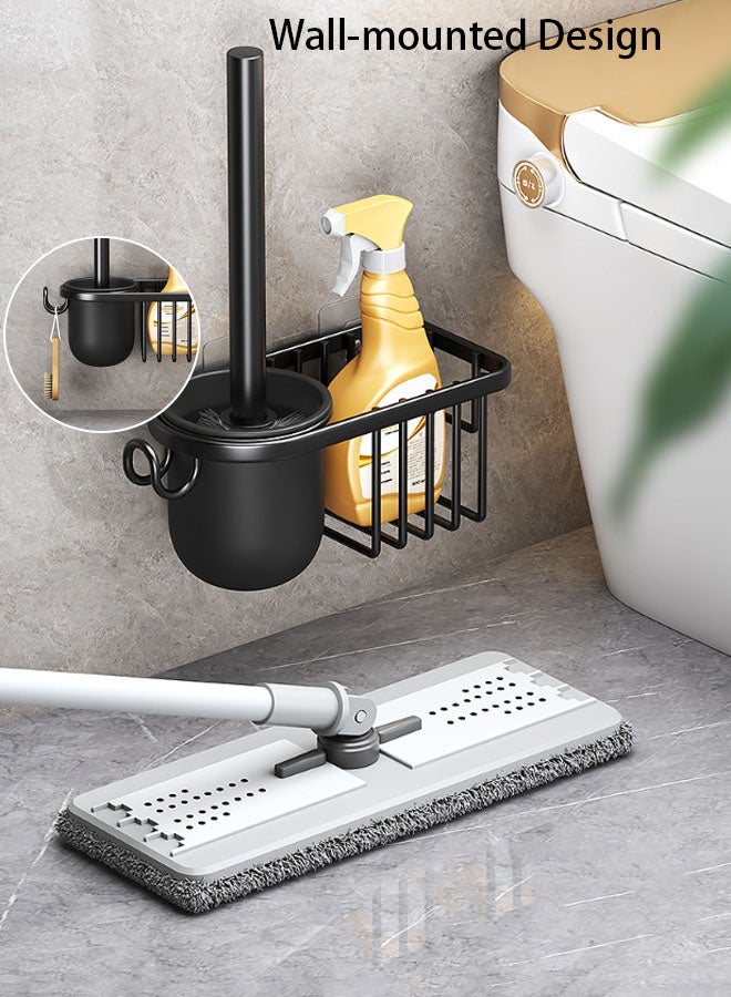 Hanayo مجموعة واحدة من فرشاة المرحاض مثبتة على الحائط بمقبض طويل فرشاة الحمام مع حامل فرشاة مرنة تصل إلى كل زاوية فرشاة تنظيف الحمام مستلزمات تنظيف الفنادق ملحقات الحمام (أسود) - Image 3