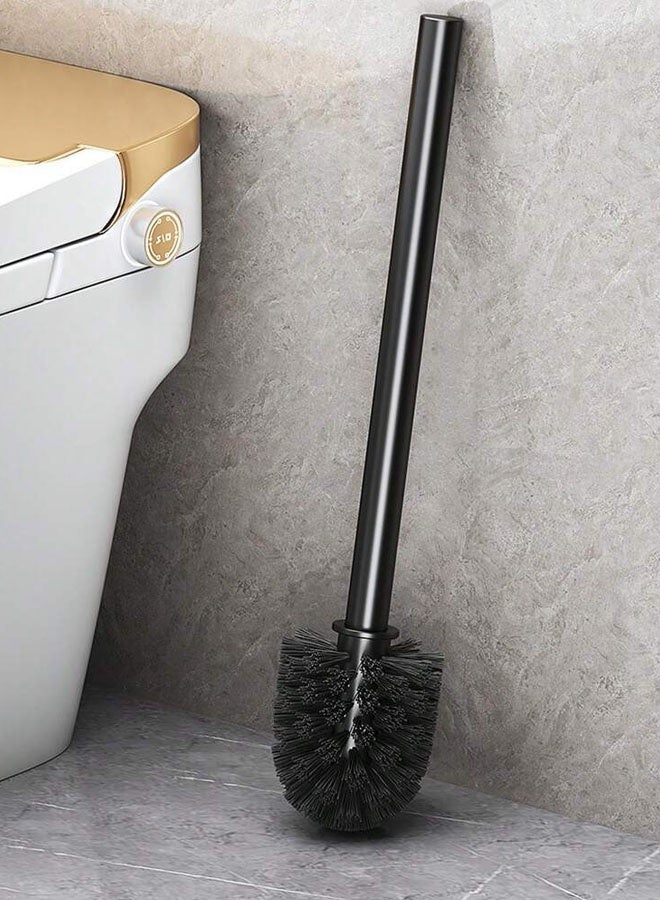 Hanayo مجموعة واحدة من فرشاة المرحاض مثبتة على الحائط بمقبض طويل فرشاة الحمام مع حامل فرشاة مرنة تصل إلى كل زاوية فرشاة تنظيف الحمام مستلزمات تنظيف الفنادق ملحقات الحمام (أسود) - Image 5
