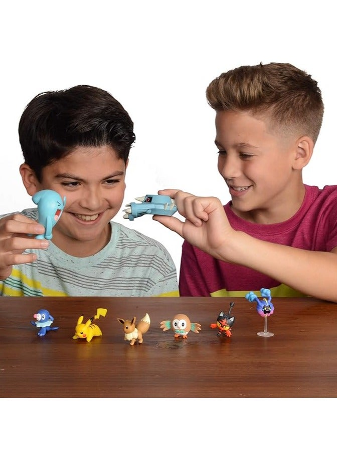general Pokemon Action Figure Battle Pack with 2" Rowlet, 2" Popplio, 2" Litten, 2" Eevee, 2" Pikachu, 2" Cosmog, 3" Metang and 3" Wobbuffet - Image 3