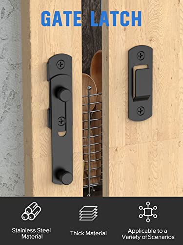 MeBantoo Sliding Barn Door Lock, Stainless Steel Safety Flip Gate Latches & Door Bolt Locks for Wine Cabinet, Bathroom, Outdoor, Garage, Garden, Closet (1, Black) - Image 2