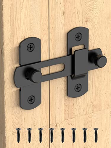 MeBantoo Sliding Barn Door Lock, Stainless Steel Safety Flip Gate Latches & Door Bolt Locks for Wine Cabinet, Bathroom, Outdoor, Garage, Garden, Closet (1, Black) - Image 1