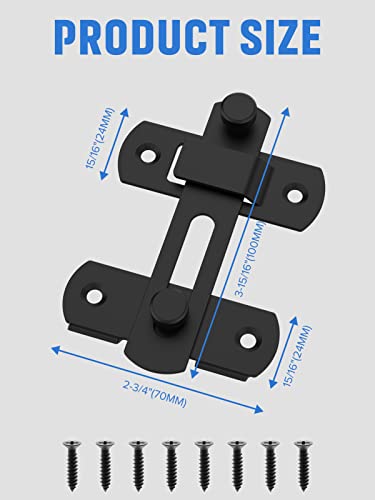 MeBantoo Sliding Barn Door Lock, Stainless Steel Safety Flip Gate Latches & Door Bolt Locks for Wine Cabinet, Bathroom, Outdoor, Garage, Garden, Closet (1, Black) - Image 4