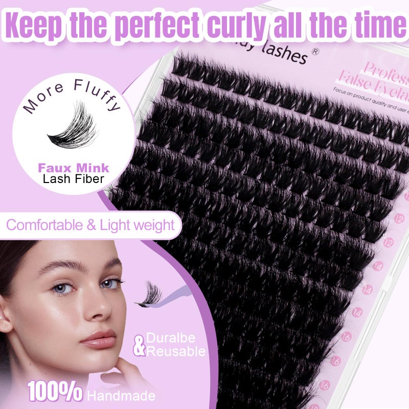 WENDY LASHES Lash Clusters 100D Wispy Individual Lashes 280PCS 3D Volume Lash Extensions 10-18mm Natural DIY Cluster Lashes for Beginners(100D,10-18mm,3D) - Image 5