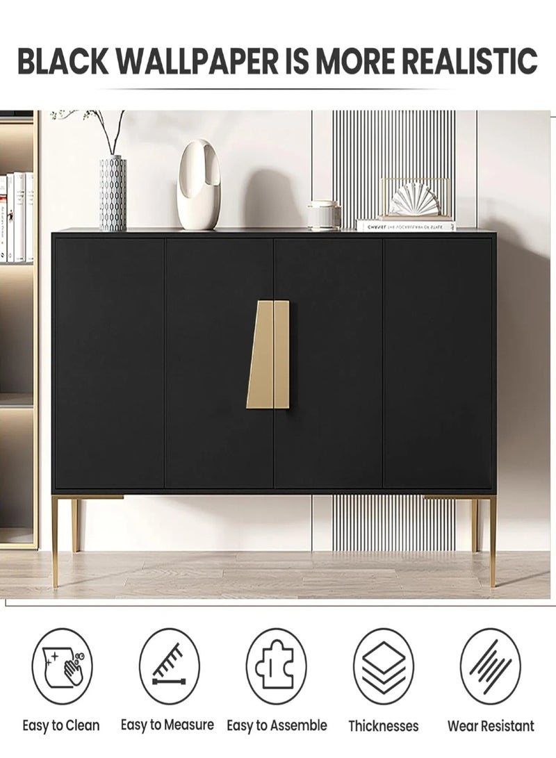 تشو داي ورق حائط ذاتي اللصق مقاس 100×60 سم، نمط جداري قابل للتقشير واللصق لغرفة المعيشة أو متجر التلفزيون أو الخلفيات أو ورق حائط سميك من مادة البولي فينيل كلوريد (لون أسود) - Image 4