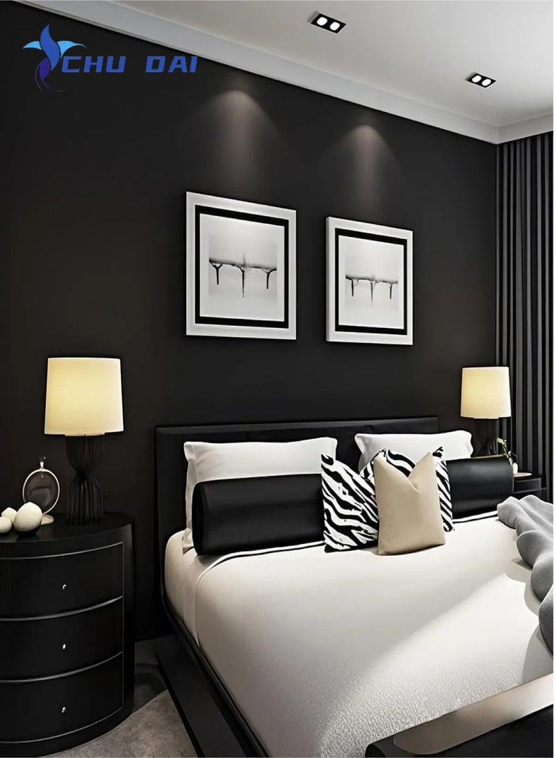 تشو داي ورق حائط ذاتي اللصق مقاس 100×60 سم، نمط جداري قابل للتقشير واللصق لغرفة المعيشة أو متجر التلفزيون أو الخلفيات أو ورق حائط سميك من مادة البولي فينيل كلوريد (لون أسود) - Image 3