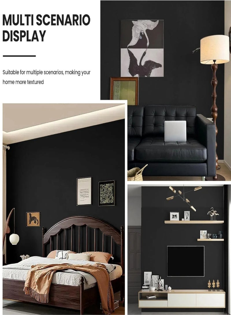 تشو داي ورق حائط ذاتي اللصق مقاس 100×60 سم، نمط جداري قابل للتقشير واللصق لغرفة المعيشة أو متجر التلفزيون أو الخلفيات أو ورق حائط سميك من مادة البولي فينيل كلوريد (لون أسود) - Image 5